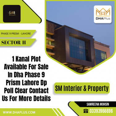 1 Kanal Residential Plot for Sale in Sector H -  Phase 9 Prism, Lahore - (DP-37783)