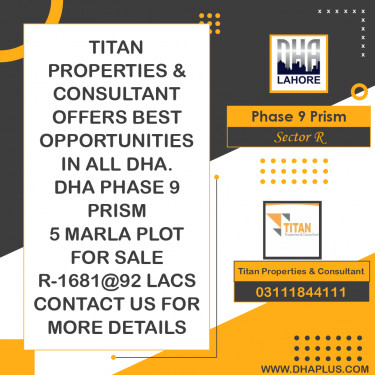 5 Marla Residential Plot for Sale in Sector R -  Phase 9 Prism, Lahore - (DP-37874)