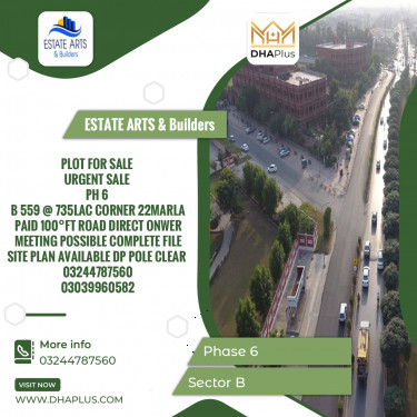 1 Kanal Residential Plot for Sale in Sector B -  Phase 6, Lahore - (DP-37885)