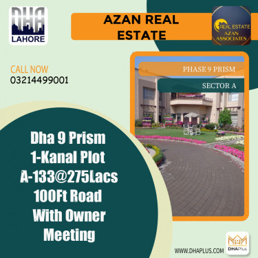1 Kanal Residential Plot for Sale in Sector A -  Phase 9 Prism, Lahore - (DP-37927)