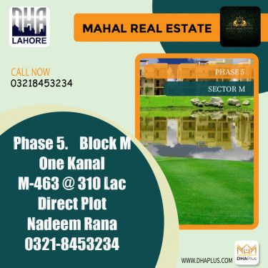 1 Kanal Residential Plot for Sale in Sector M -  Phase 5, Lahore - (DP-37937)