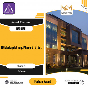 10 Marla Required Residential Plot in Phase 6, Lahore - (DP-37989)
