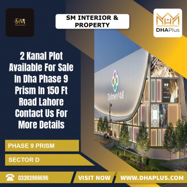 2 Kanal Residential Plot for Sale in Sector D -  Phase 9 Prism, Lahore - (DP-37991)