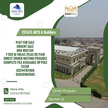 1 Kanal Residential Plot for Sale in Sector Y -  DHA Multan, Multan - (DP-38004)
