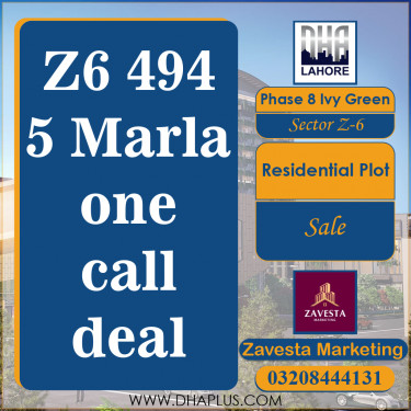 5 Marla Residential Plot for Sale in Sector Z-6 -  Phase 8 Ivy Green, Lahore - (DP-38026)