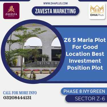 5 Marla Residential Plot for Sale in Sector Z-6 -  Phase 8 Ivy Green, Lahore - (DP-38054)