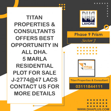 5 Marla Residential Plot for Sale in Sector J -  Phase 9 Prism, Lahore - (DP-38062)