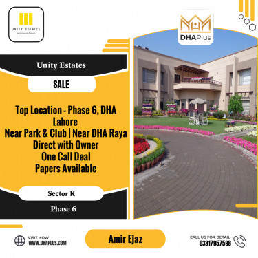 1 Kanal Residential Plot for Sale in Sector K -  Phase 6, Lahore - (DP-38081)