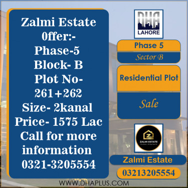 2 Kanal Residential Plot for Sale in Sector B -  Phase 5, Lahore - (DP-38103)