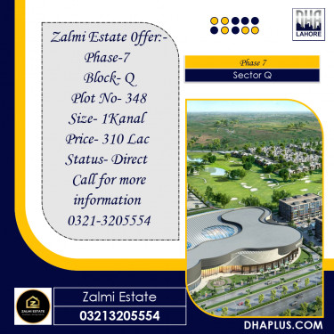 1 Kanal Residential Plot for Sale in Sector Q -  Phase 7, Lahore - (DP-38126)