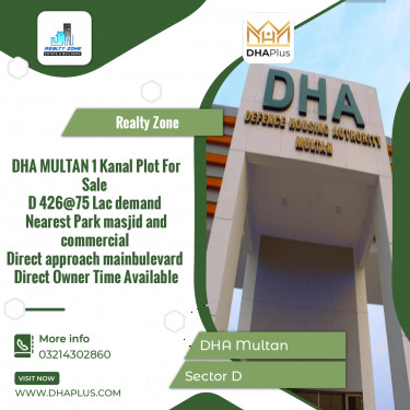 1 Kanal Residential Plot for Sale in Sector D -  DHA Multan, Multan - (DP-38133)