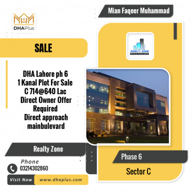 1 Kanal Residential Plot for Sale in Sector C -  Phase 6, Lahore - (DP-38169)