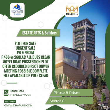 1 Kanal Residential Plot for Sale in Sector F -  Phase 9 Prism, Lahore - (DP-38241)