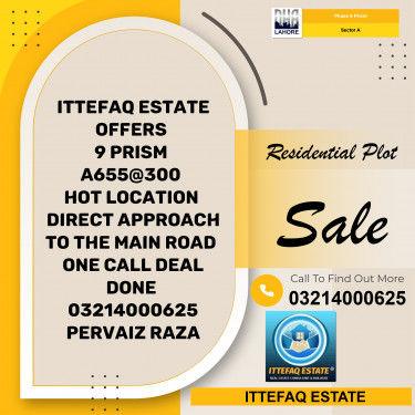 1 Kanal Residential Plot for Sale in Sector A -  Phase 9 Prism, Lahore - (DP-38285)