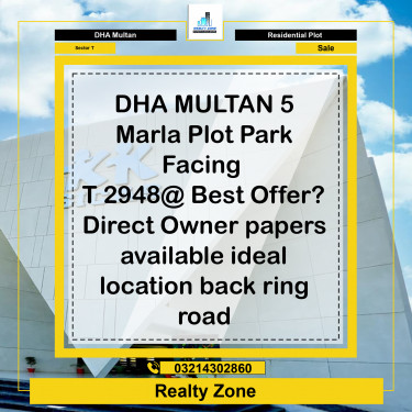 5 Marla Residential Plot for Sale in Sector T -  DHA Multan, Multan - (DP-38321)