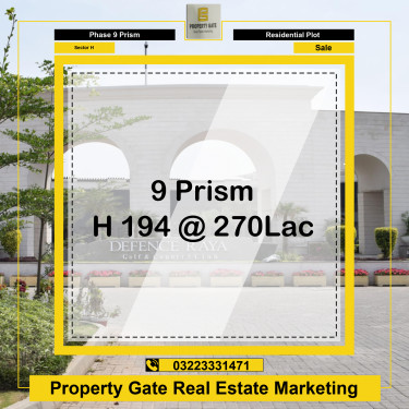 1 Kanal Residential Plot for Sale in Sector H -  Phase 9 Prism, Lahore - (DP-38323)