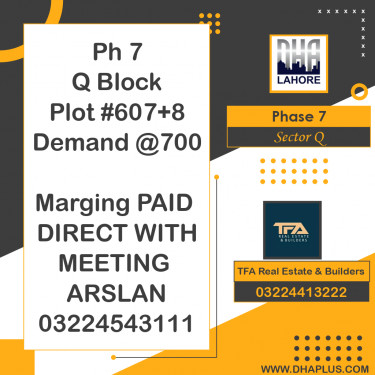 2 Kanal Residential Plot for Sale in Sector Q -  Phase 7, Lahore - (DP-38336)