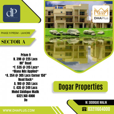 1 Kanal Residential Plot for Sale in Sector A -  Phase 9 Prism, Lahore - (DP-38341)