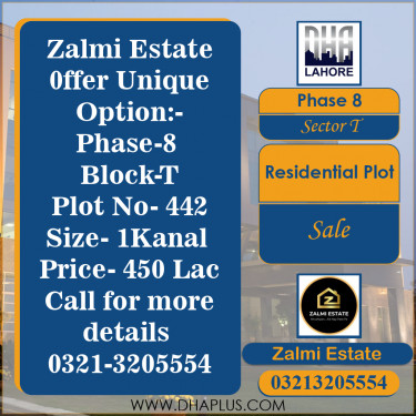 1 Kanal Residential Plot for Sale in Sector T -  Phase 8, Lahore - (DP-38387)