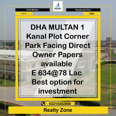 1 Kanal Residential Plot for Sale in Sector E -  DHA Multan, Multan - (DP-38403)