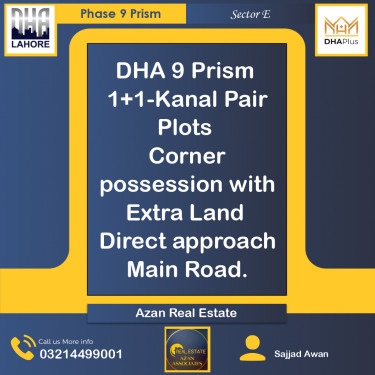2 Kanal Residential Plot for Sale in Sector E -  Phase 9 Prism, Lahore - (DP-38511)