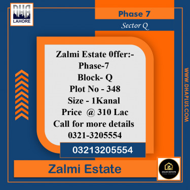1 Kanal Residential Plot for Sale in Sector Q -  Phase 7, Lahore - (DP-38520)