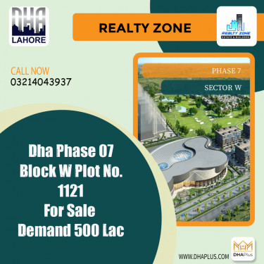 1 Kanal Residential Plot for Sale in Sector W -  Phase 7, Lahore - (DP-38552)