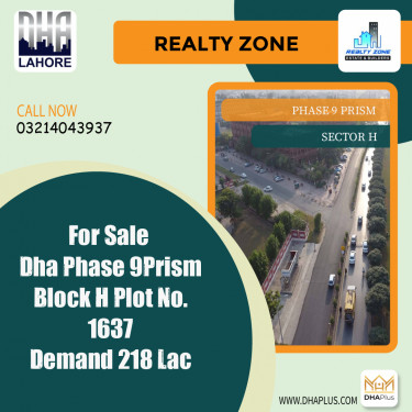 1 Kanal Residential Plot for Sale in Sector H -  Phase 9 Prism, Lahore - (DP-38572)