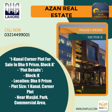 1 Kanal Residential Plot for Sale in Sector K -  Phase 9 Prism, Lahore - (DP-38581)