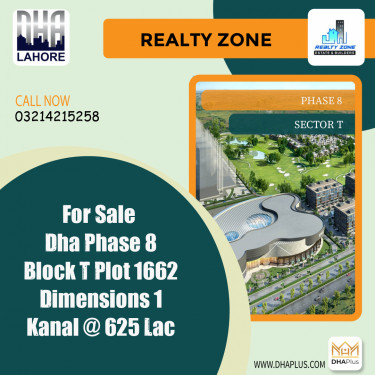 1 Kanal Residential Plot for Sale in Sector T -  Phase 8, Lahore - (DP-38586)