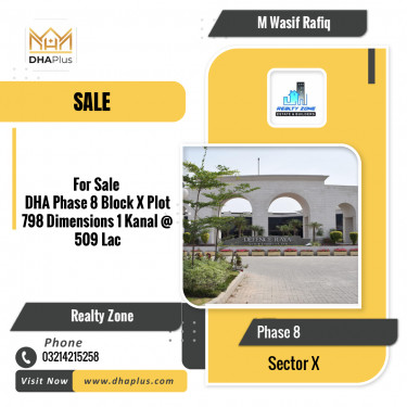 1 Kanal Residential Plot for Sale in Sector X -  Phase 8, Lahore - (DP-38589)