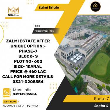 1 Kanal Residential Plot for Sale in Sector S -  Phase 7, Lahore - (DP-38639)