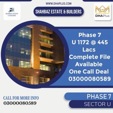 1 Kanal Residential Plot for Sale in Sector U -  Phase 7, Lahore - (DP-38640)