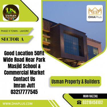 5 Marla Residential Plot for Sale in Sector A -  Phase 9 Town, Lahore - (DP-38650)