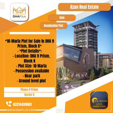 10 Marla Residential Plot for Sale in Sector K -  Phase 9 Prism, Lahore - (DP-38712)
