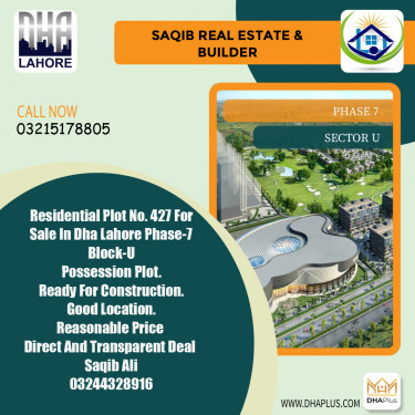 1 Kanal Residential Plot for Sale in Sector U -  Phase 7, Lahore - (DP-38713)
