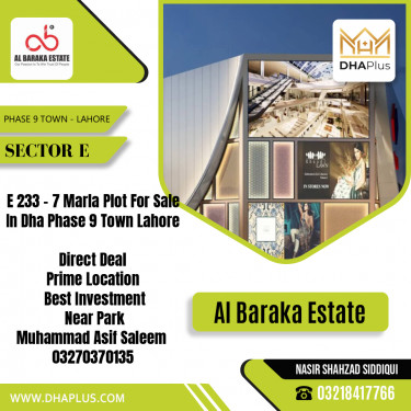 7 Marla Residential Plot for Sale in Sector E -  Phase 9 Town, Lahore - (DP-38785)