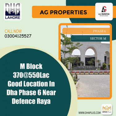 1 Kanal Residential Plot for Sale in Sector M -  Phase 6, Lahore - (DP-38804)