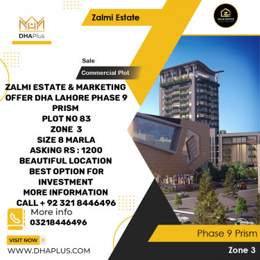 8 Marla Commercial Plot for Sale in Commercial Zone 3 -  Phase 9 Prism, Lahore - (DP-38829)