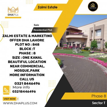 20 Marla Residential Plot for Sale in Sector T -  Phase 8, Lahore - (DP-38880)