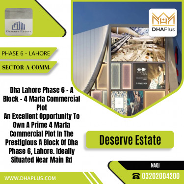 4 Marla Commercial Plot for Sale in Sector A Commercial -  Phase 6, Lahore - (DP-38903)
