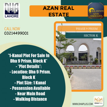 1 Kanal Residential Plot for Sale in Sector K -  Phase 9 Prism, Lahore - (DP-38916)