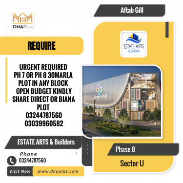 30 Marla Required Residential Plot in Sector U -  Phase 8, Lahore - (DP-38918)