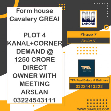 4 Kanal Residential Plot for Sale in Sector T -  Phase 7, Lahore - (DP-38941)