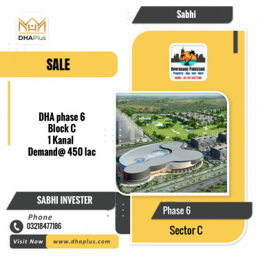 1 Kanal Residential Plot for Sale in Sector C -  Phase 6, Lahore - (DP-38972)