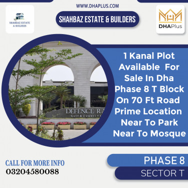 20 Marla Residential Plot for Sale in Sector T -  Phase 8, Lahore - (DP-39100)
