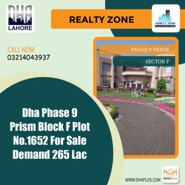 1 Kanal Residential Plot for Sale in Sector F -  Phase 9 Prism, Lahore - (DP-39109)