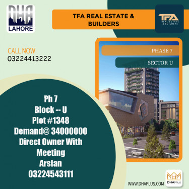 1 Kanal Residential Plot for Sale in Sector U -  Phase 7, Lahore - (DP-39121)