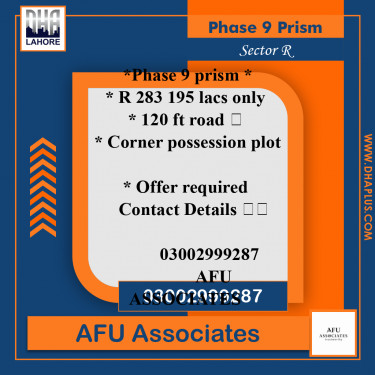 10 Marla Residential Plot for Sale in Sector R -  Phase 9 Prism, Lahore - (DP-39125)