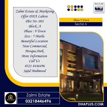 5 Marla Residential Plot for Sale in Sector A -  Phase 9 Town, Lahore - (DP-39242)